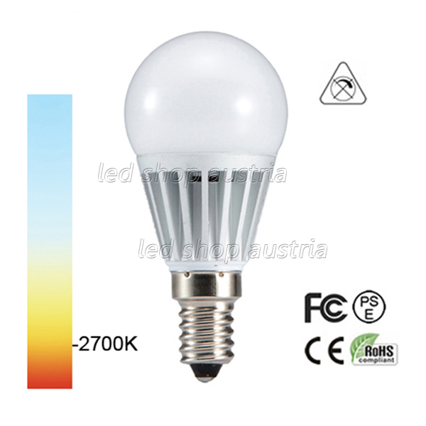 Premium E14 LED Birne mini warmweiß 420 Lumen 5W \"dimmbar\"
