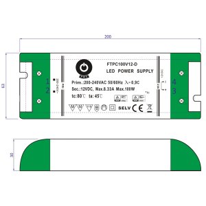 POS LED Montagenetzteil TRIAC dimmbar- 24V DC 100W Slim