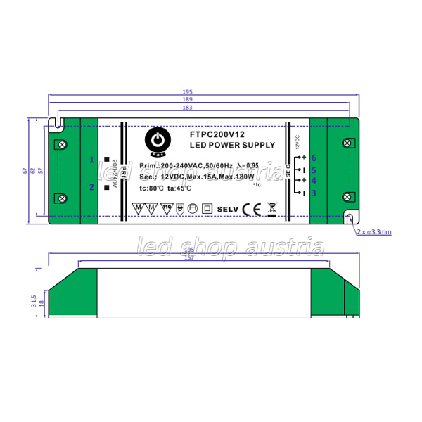 (Bild für) LED Trafo SLIM Premium - 24V DC 200W