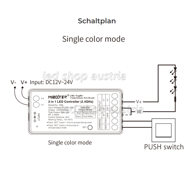 (Bild für) WIFI LED 2 in 1 12A Receiver/Dimmer/Push Dimmer (Pilot)