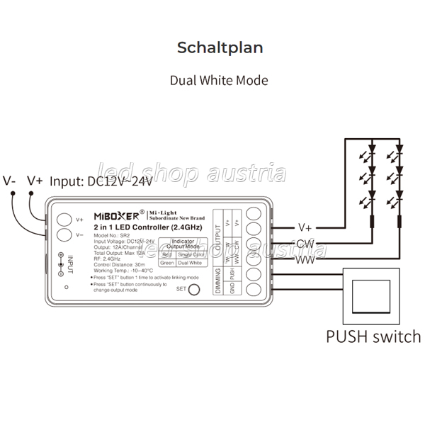 (Bild für) WIFI LED 2 in 1 12A Receiver/Dimmer/Push Dimmer (Pilot)