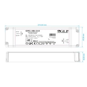 GLP LED Montagenetzteil TRIAC dimmbar- 24V DC 100W Slim