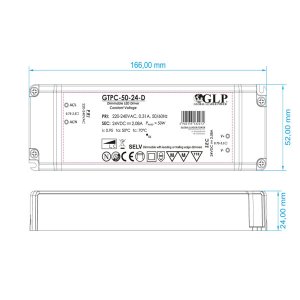 GLP LED Montagenetzteil TRIAC dimmbar- 24V DC 50W Slim