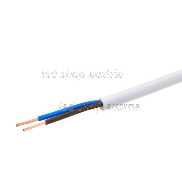 Schlauchleitung H05VV-F 2x1,5mm² weiß isoliert 1m