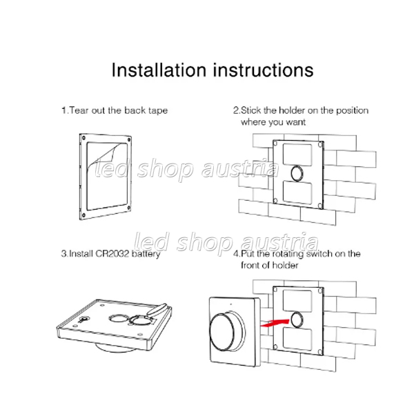 (Bild für) LED Single Color RF- Wand- Drehdimmer Fernbedienung (Pilot)
