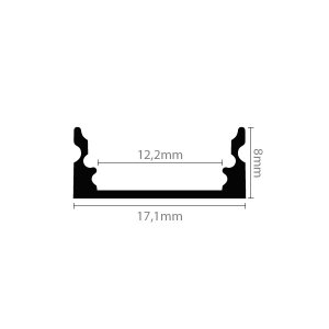 LED ALU Profil Surface_1 2000mm schwarz