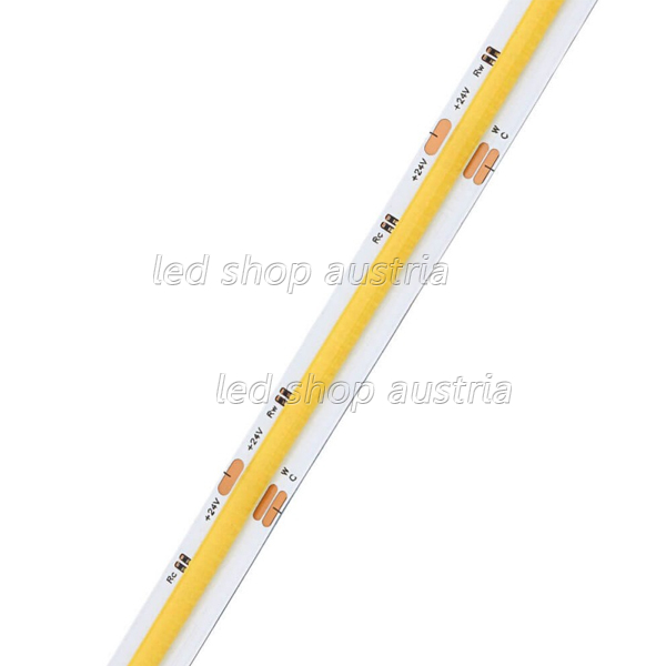 (Bild für) CCT LED COB Strip 24V 640LED/m 15W/m 2700K-6500K 5m Rolle selbstklebend