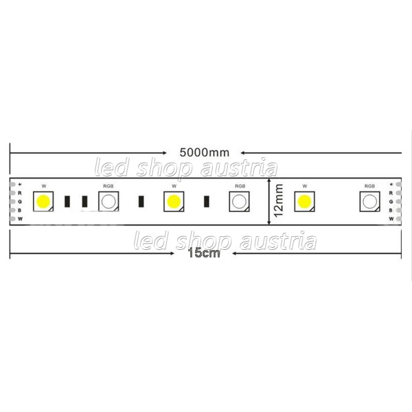 LED Stripe 24V RGB+weiß (RGB-W) 5m Rolle inkl. Klebeband