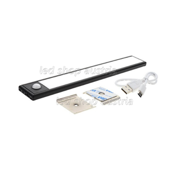 LED Akku- Schrankleuchte 1.5W schwarz mit Bewegungsmelder warmweiß