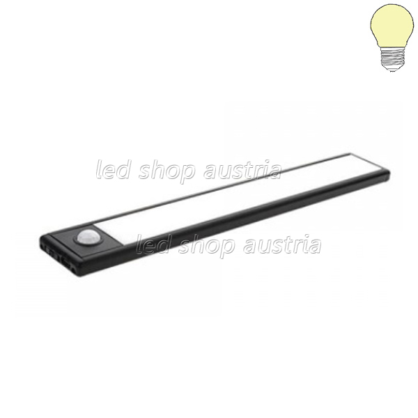 LED Akku- Schrankleuchte 1,5W schwarz mit Bewegungsmelder warmweiß