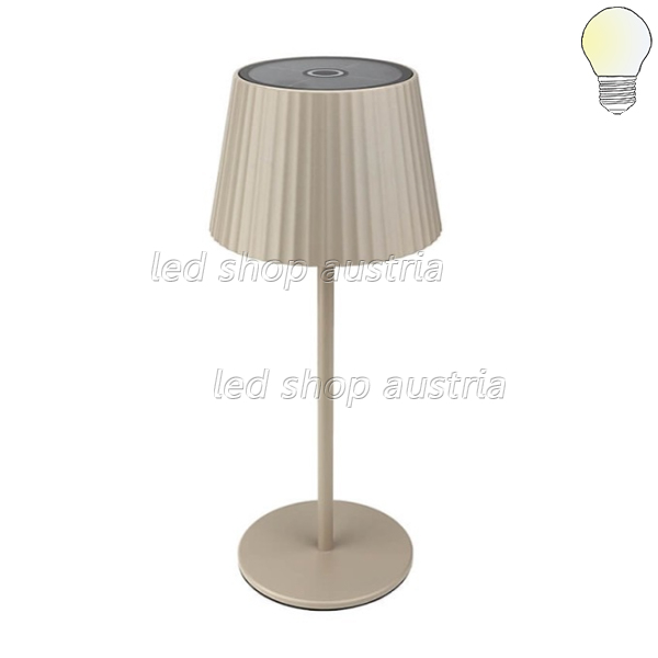 (Bild für) 2.5W Solar Akku Tischleuchte wiederaufladbar dimmbar IP54 beige CCT
