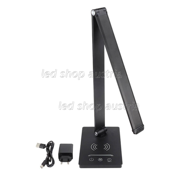 5W LED Tischleuchte CCT mit wireless charging für Smartphones schwarz