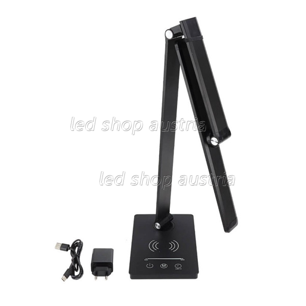 7W LED Tischleuchte CCT mit wireless charging für Smartphones schwarz