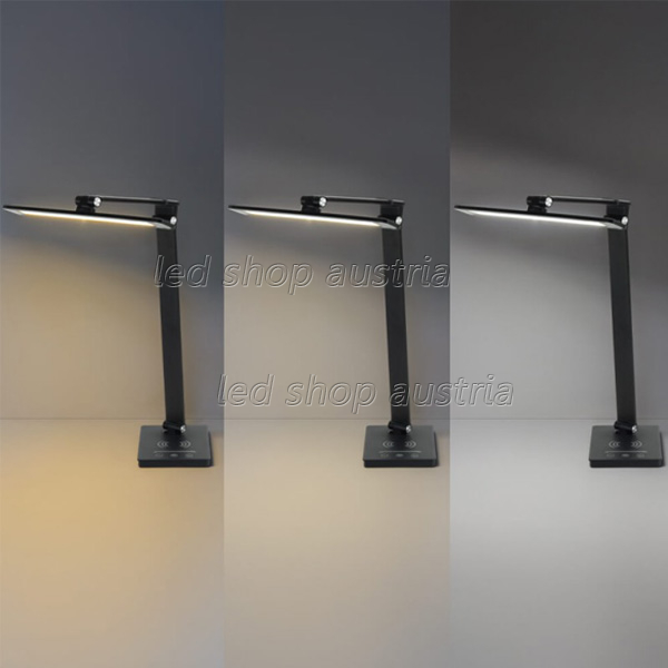 7W LED Tischleuchte CCT mit wireless charging für Smartphones schwarz