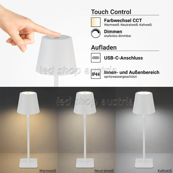 2,5W LED Tischleuchte mit Akku weiß CCT dimmbar