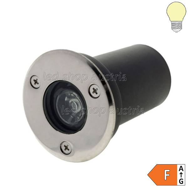 (Bild für) 1W LED Bodeneinbauleuchte für Außenmontage 230V IP65 warmweiß
