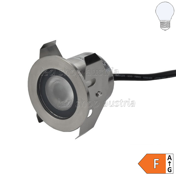 1.3W LED Bodeneinbauleuchte Inox 24V IP68 kaltweiß