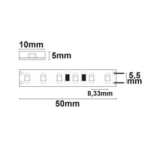 LED Strip 24V IP68 120 LED/m 5m selbstklebend kaltweiß