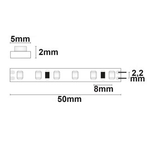 LED Strip Micro 24V 120LED/m 5m Rolle selbstklebend warmweiß