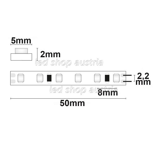 LED Strip Micro 24V 120LED/m 5m Rolle selbstklebend warmweiß