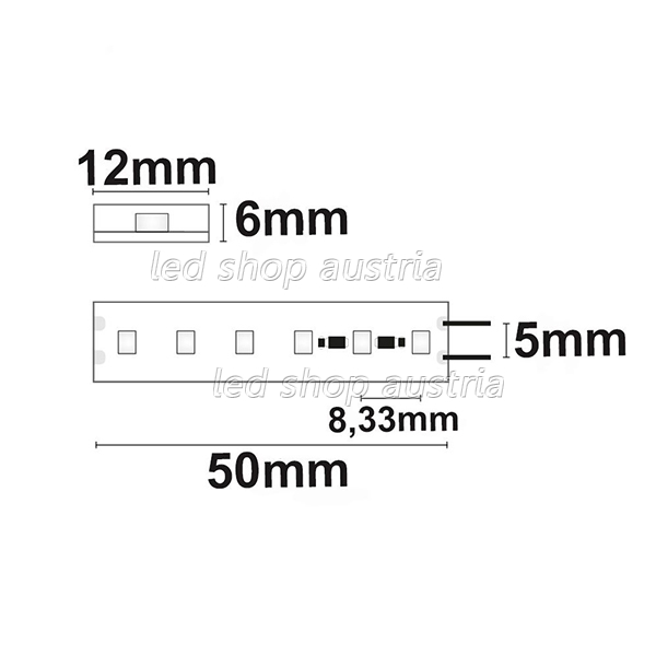 LED Strip Konstantstrom IP68 24V 12W/m 120 LED/m 15m selbstklebend kaltweiß