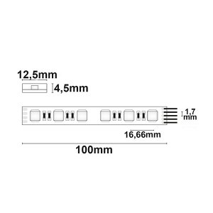 LED Strip RGB+WW 24V IP68 60 LED/m 5m selbstklebend