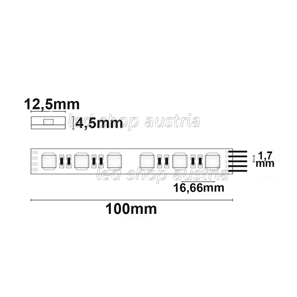 LED Strip RGB+WW 24V IP68 60 LED/m 5m selbstklebend