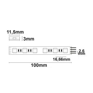 LED Strip RGB+WW 24V IP67 60 LED/m 5m selbstklebend
