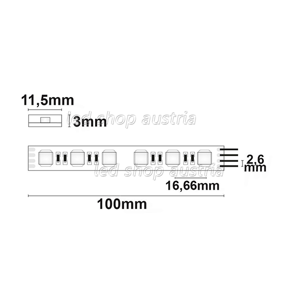 LED Strip RGB+WW 24V IP67 60 LED/m 5m selbstklebend
