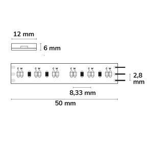 LED Strip CCT 24V IP68 480 LED/m 5m selbstklebend