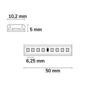 LED Strip 24V IP68 160 LED/m 5m selbstklebend warmweiß