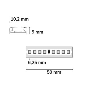 LED Strip 24V IP68 160 LED/m 5m selbstklebend warmweiß