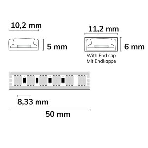 LED Strip AQUA RGB 24V IP68 120 LED/m 5m selbstklebend