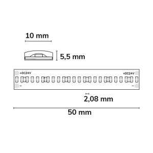 LED COB Strip 24V IP68 480 LED/m 5m selbstklebend warmweiß