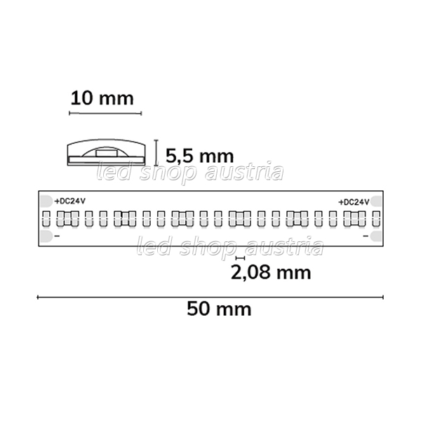 (Bild für) LED COB Strip 24V IP68 480 LED/m 5m selbstklebend warmweiß