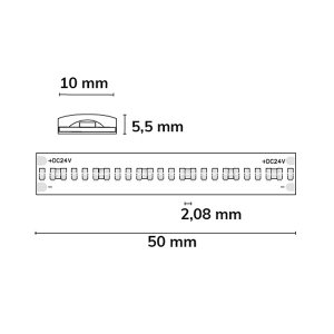 LED COB Strip 24V IP68 480 LED/m 5m selbstklebend warmweiß