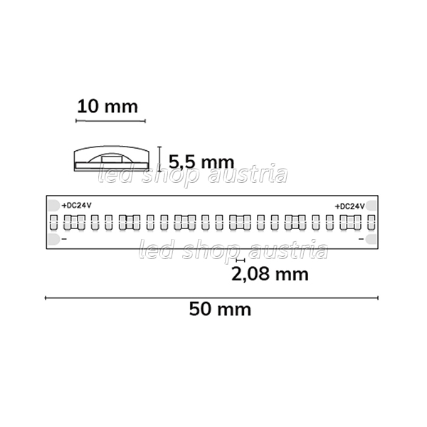 LED COB Strip 24V IP68 480 LED/m 5m selbstklebend warmweiß