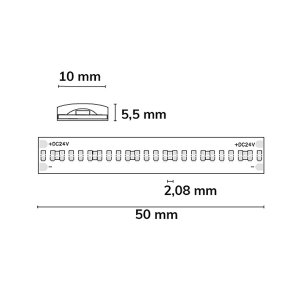 LED COB Strip 24V IP68 480 LED/m 5m selbstklebend kaltweiß