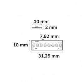 LED Strip Linear 48V IP20 256 LED/m 5m selbstklebend WW+NW