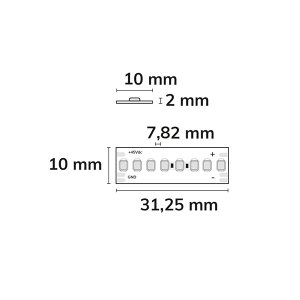 LED Strip Linear 48V IP20 256 LED/m 5m selbstklebend WW+NW