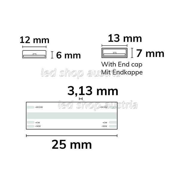 LED CCT Strip bis 100°C 24V 640 LED/m 5m selbstklebend