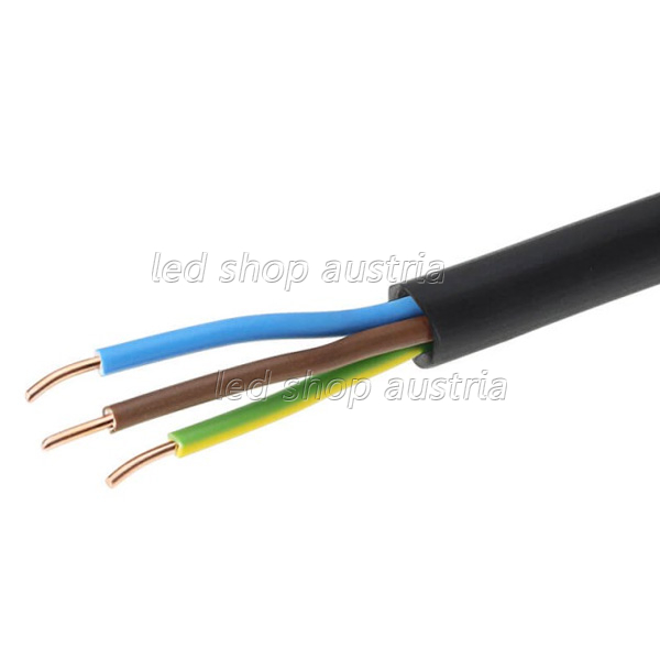 Erdkabel schwarz isoliert E-YY-J-3x1,5mm² 1m