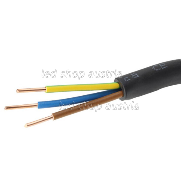 Erdkabel schwarz isoliert E-YY-J-3x2,5mm² 1m