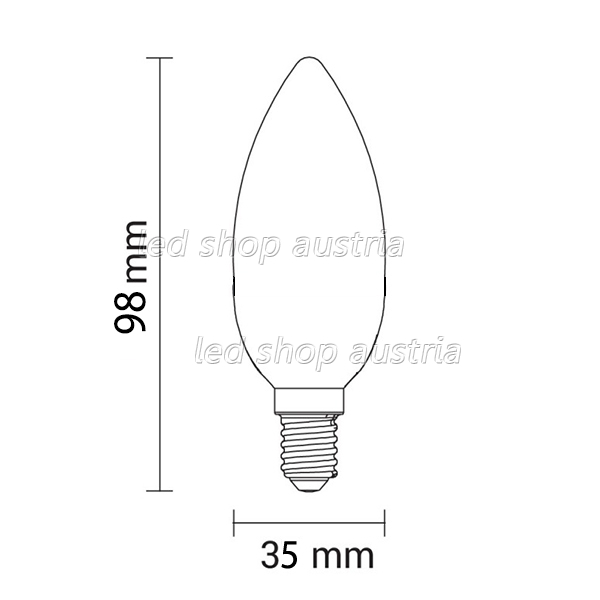 E14 LED Glühfaden Kerze 730 Lumen 6W kaltweiß