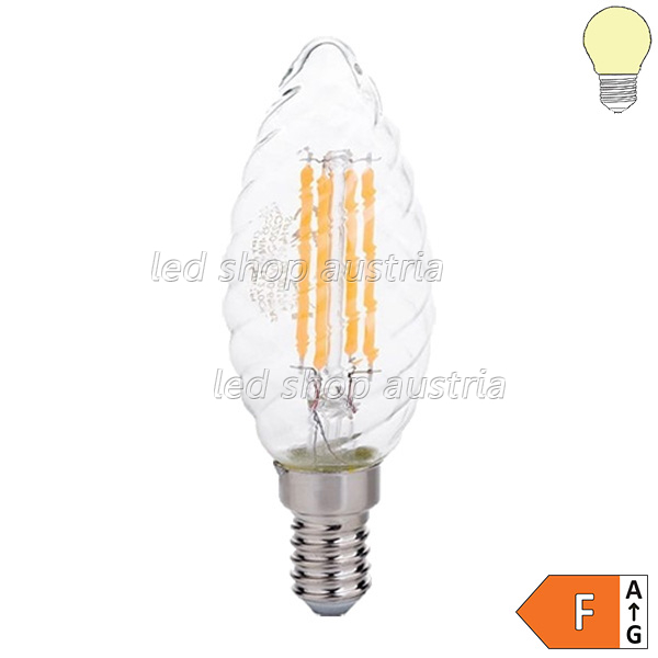 E14 LED Glühfadenkerze gedreht 4W warmweiß