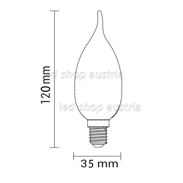 E14 LED Glühfaden- Windstoßkerze gedreht 4W warmweiß