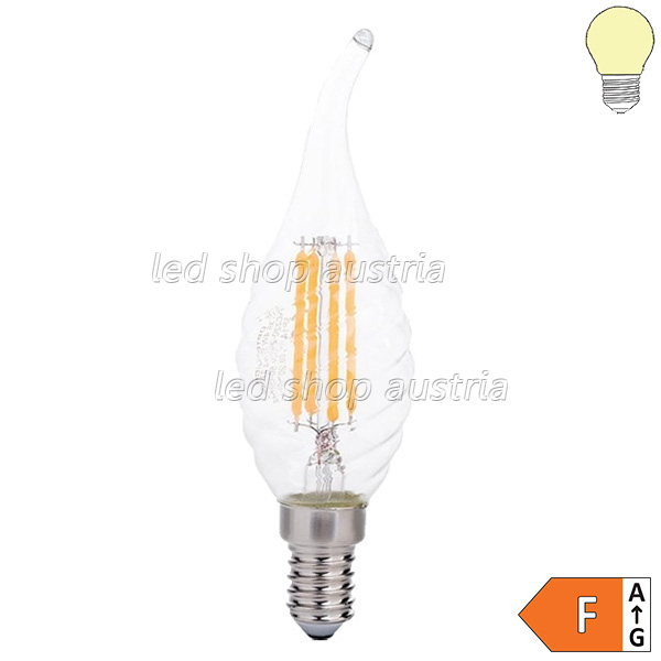 E14 LED Glühfaden- Windstoßkerze gedreht 4W warmweiß