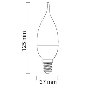 E14 LED Windstoßkerze 480 Lumen 6W kaltweiß