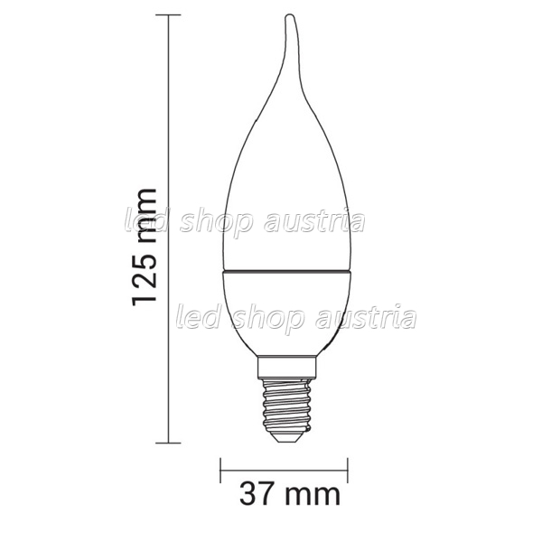 E14 LED Windstoßkerze 480 Lumen 6W kaltweiß