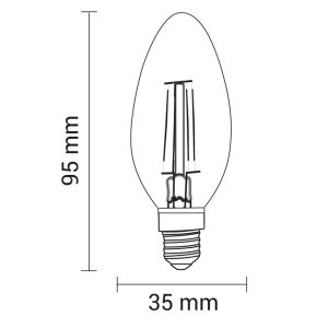 E14 LED Glühfaden Kerze 400 Lumen 4W "dimmbar" neutralweiß